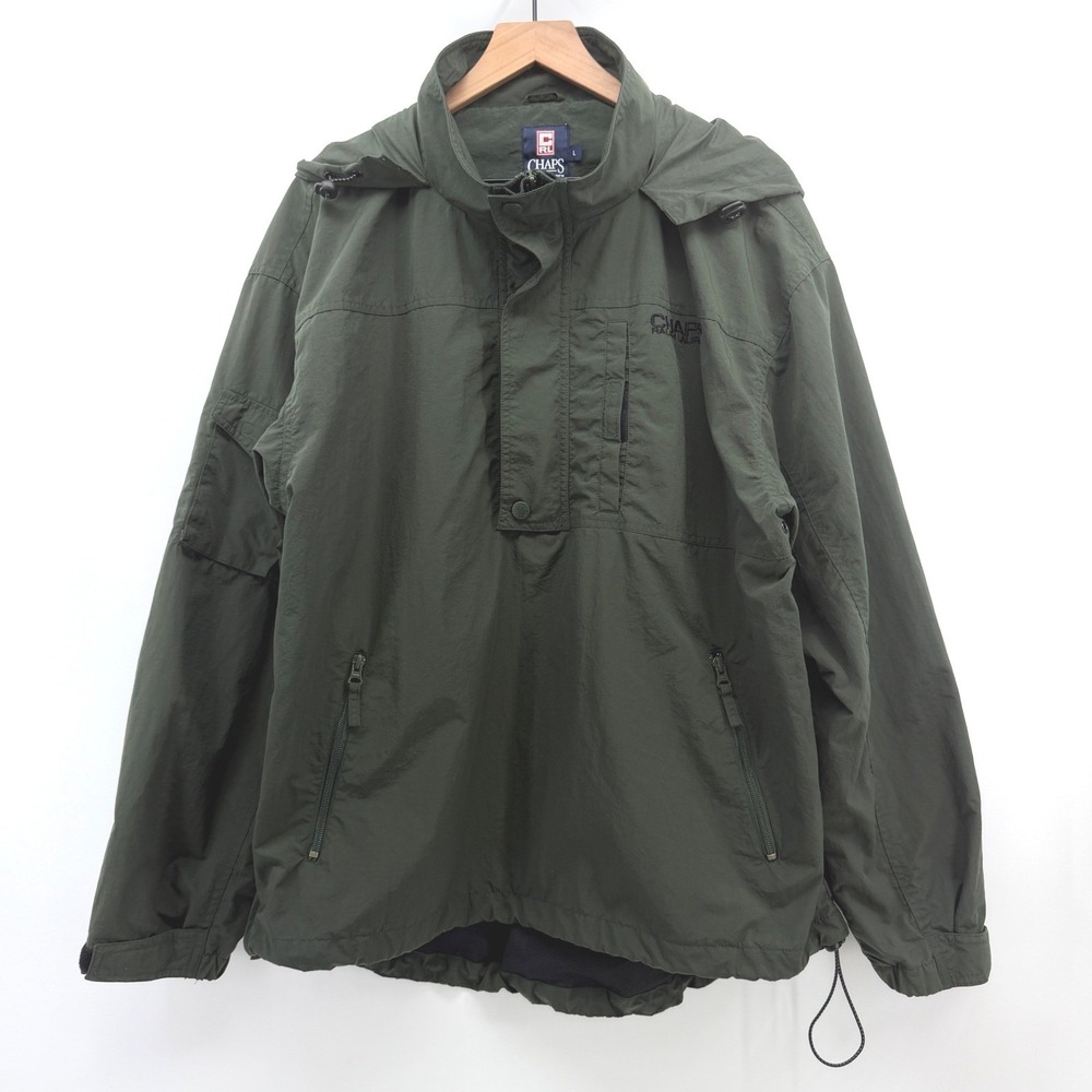 Chaps Ralph Lauren Anorak Men L Green Hooded Pullover Windbreaker Gorpcore Retro